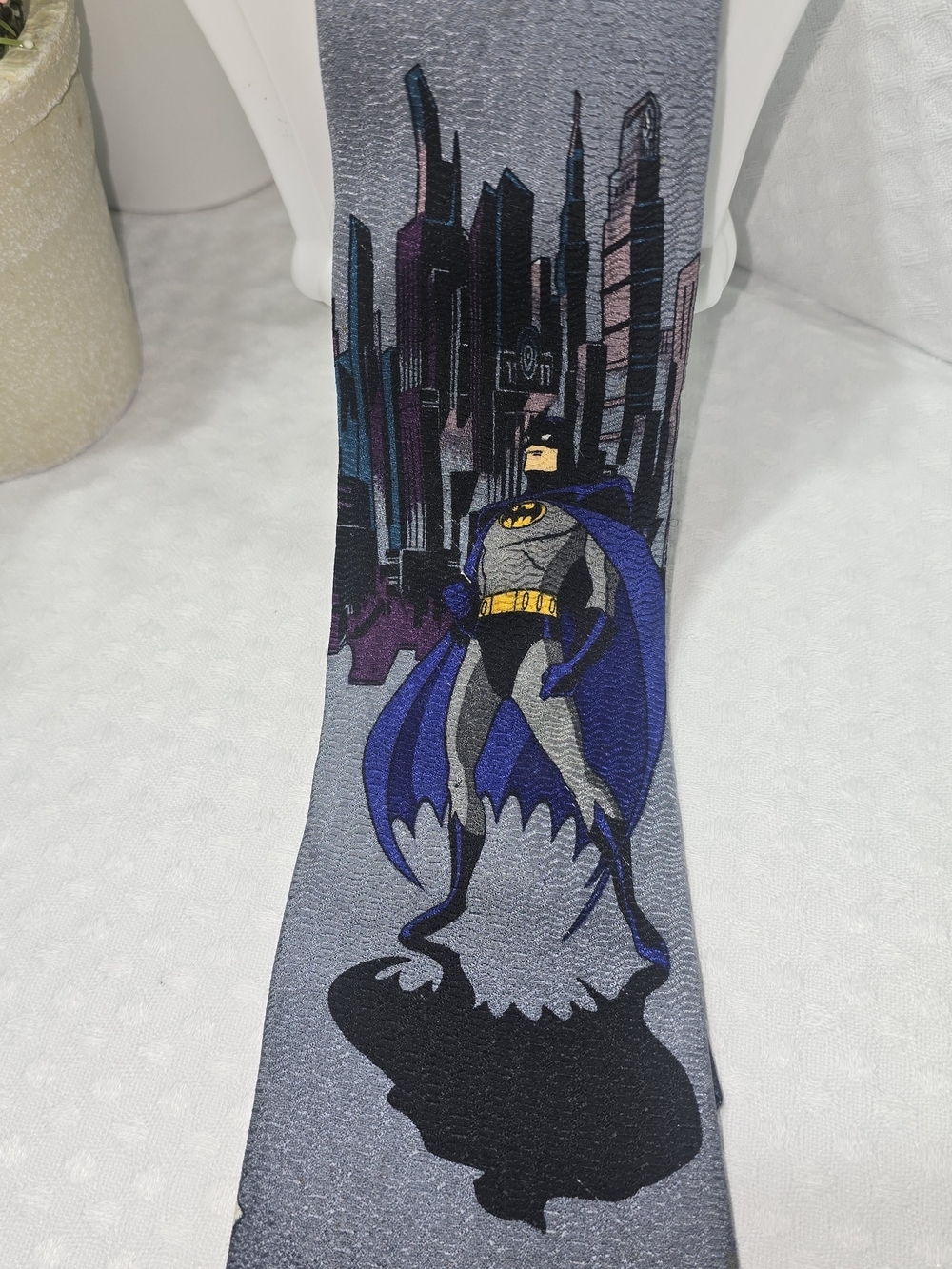 VINTAGE 1994 DC COMIC BATMAN TIE 100% SILK CAPED CRUSADER GOTHAM CITY POPCULTURE